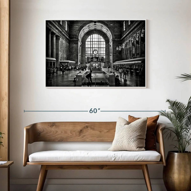 Toronto Union Station 3:23PM, Floating Frame White, 43" X 29"