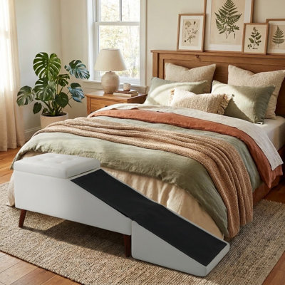 Modern Convertible Pet Ramp and Footstool, 2-in-1 Foldable with Anti-Slip Cushion and 220 lbs Capacity
