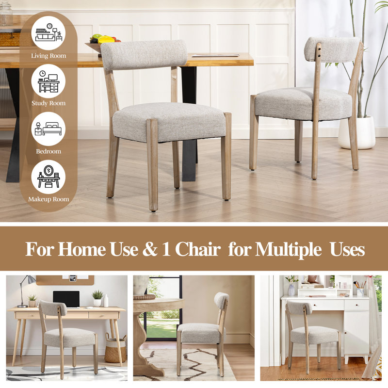 Linen Upholstered Side Dining Chairs, Oatmeal