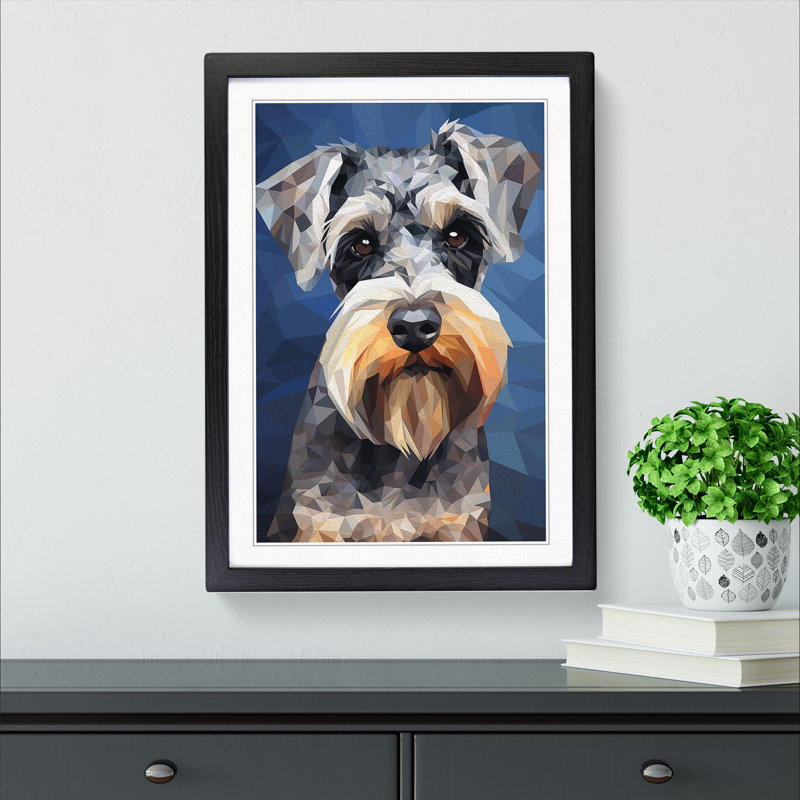 Schnauzer Geometric No.2 - Framed Print, 34cm H x 25cm W x 2cm D, Black 