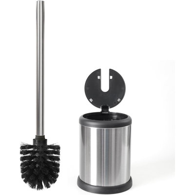 Brosse de toilette avec couvercle - Brosse et support de cuvette de toilette élégant - Ensemble de brosse de récurage de toilette avec base lourde - Brosse et support de cuvette de toilette avec couvercle - Chrome