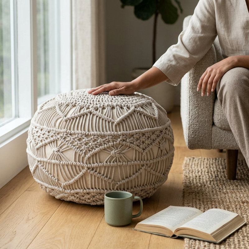 Sadie Macrame Pouf