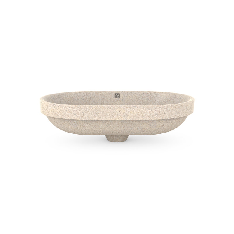 Woodio Soft60 15.748'' Wood Oval Bathroom Sink, Polar