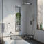 Système de douche de pluie mural de 10 pouces avec pomme de douche à main, bec de baignoire et valve à pression équilibrée-122462042
