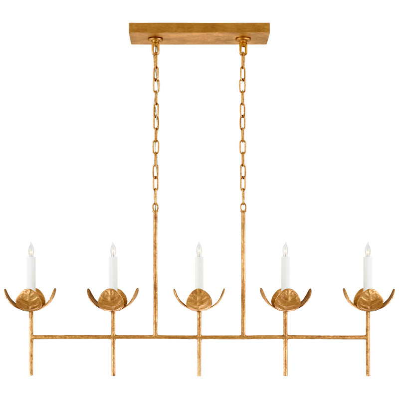 Julie Neill Illana Large Linear Chandelier, Antique Gold Leaf