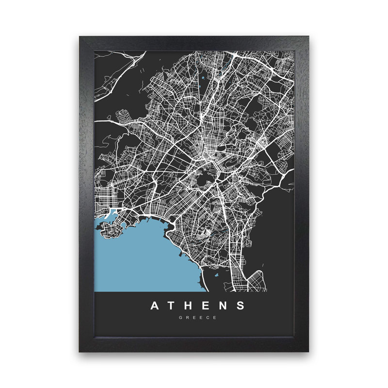 Athens - Print, 88cm H x 64cm W x 3cm D, Black Paper
