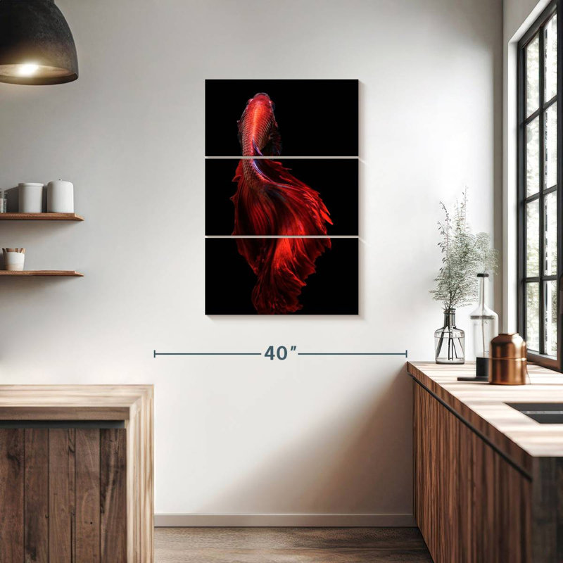 Poisson rouge vif Brampt Brampt, H 38 po x l 24 po