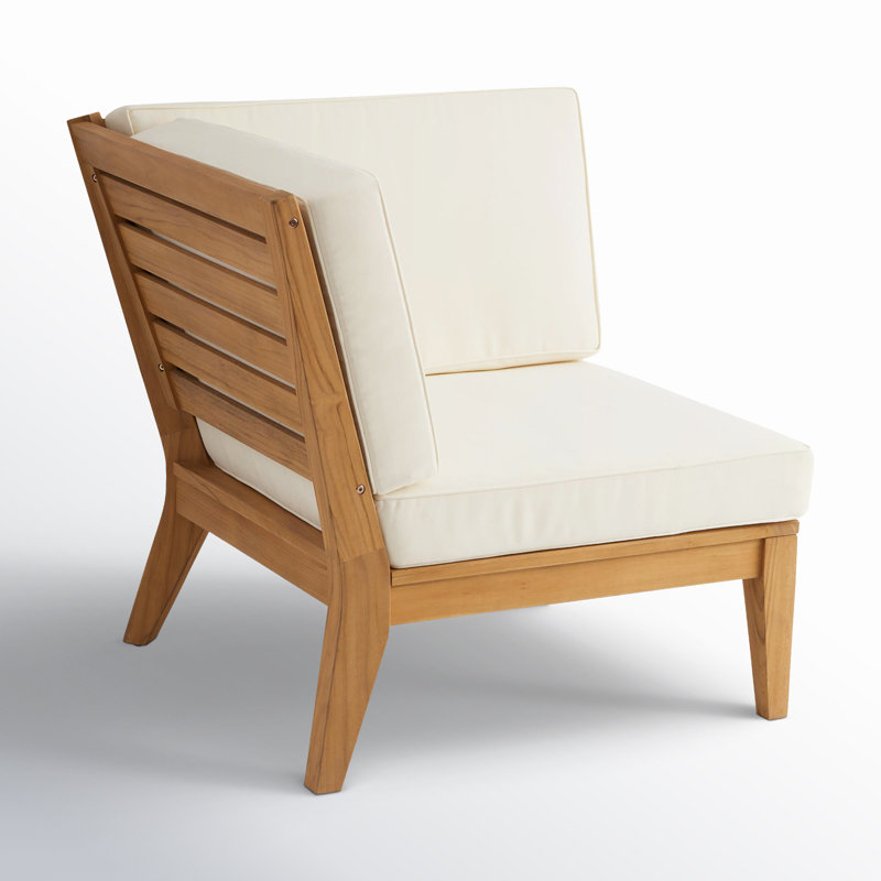 Irma Outdoor Solid Teak Wood Corner Chair with Cushions