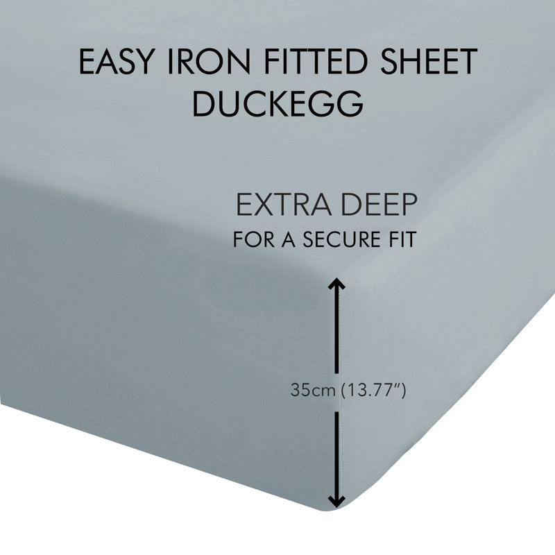 Easy Iron Percale Extra Deep Fitted Sheet, Duckegg, Kingsize (5')