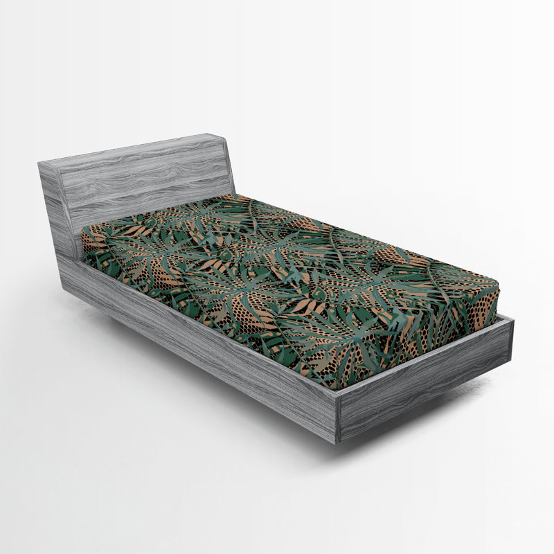 Drap-housse à motif de feuilles de palmier Ambesonne