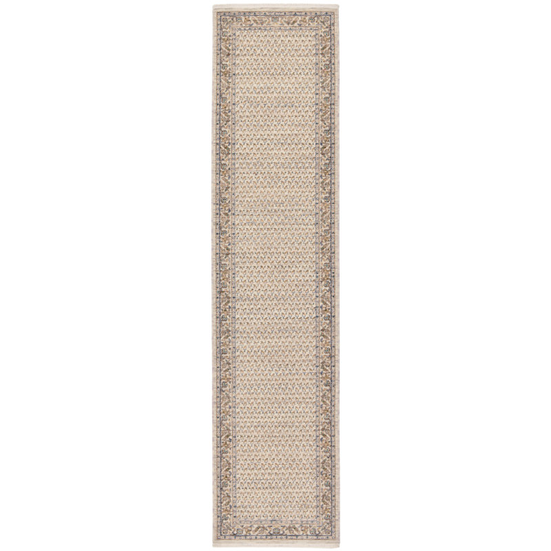 Nahili Machine Woven Wool Beige Rug, Runner 67 x 225cm