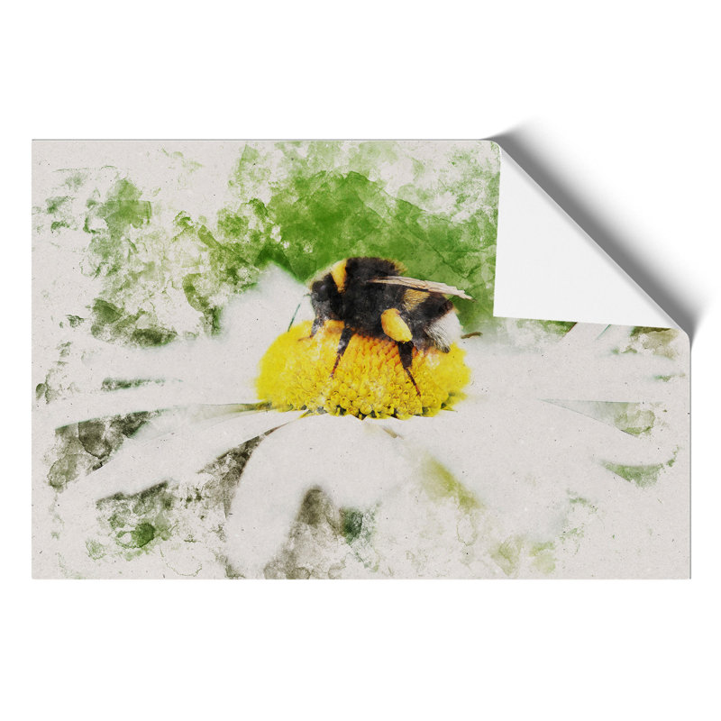Bee Collecting Pollen Watercolour - Frameless Print, 59cm H x 84cm W x 0.1cm D