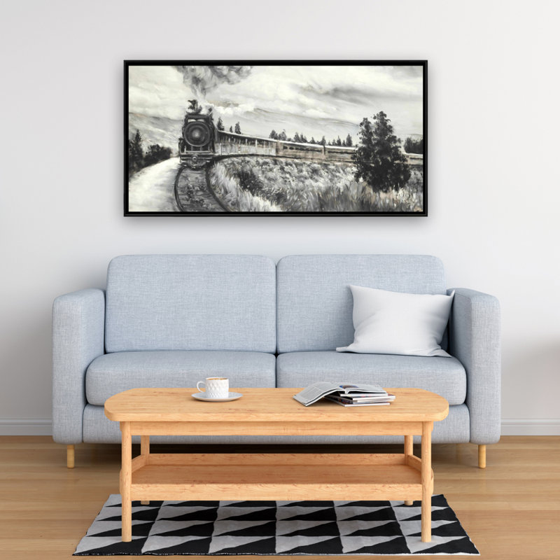 Steam engine train - 24"x48" Framed canvas