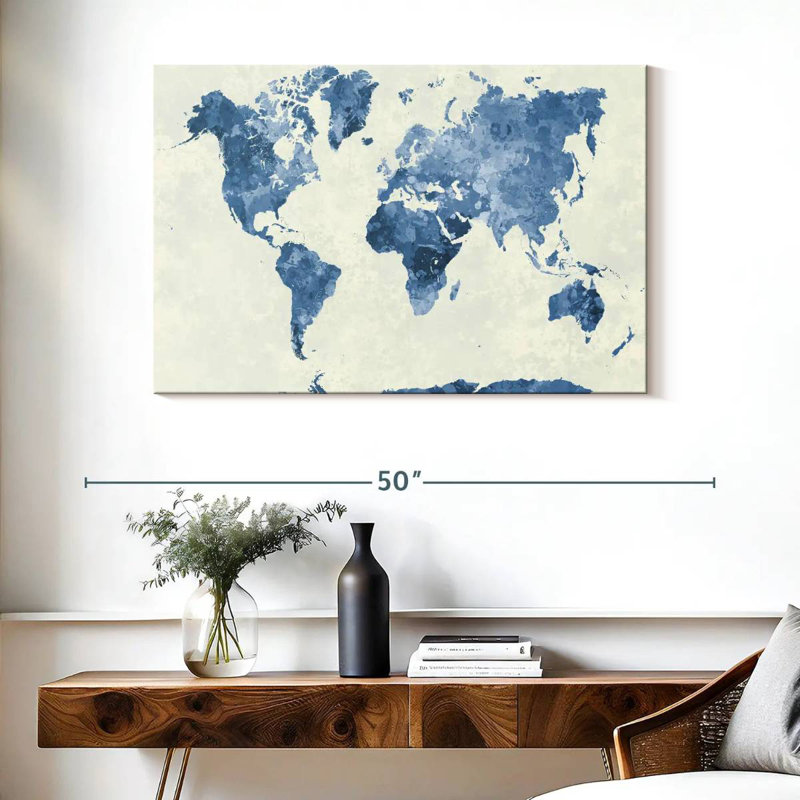 Aliaz Blue Map, 26" H x 39" W