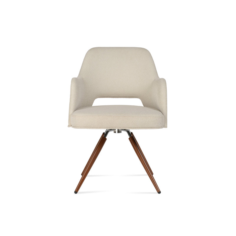 Chaise Marash, Blanc cassé, Noyer