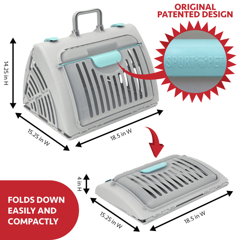 Small Gray Plastic Pet Carrier with Waterproof Bed