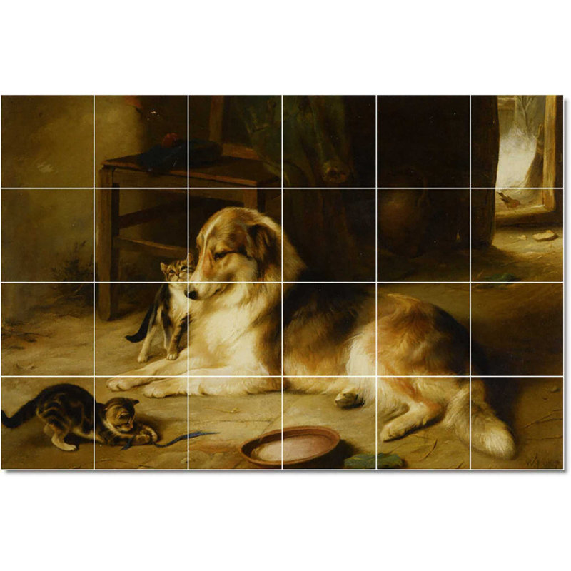 Carreau de peinture murale 48 po x 32 po 8 po x 8 po, Animal Walter Hunt W22631