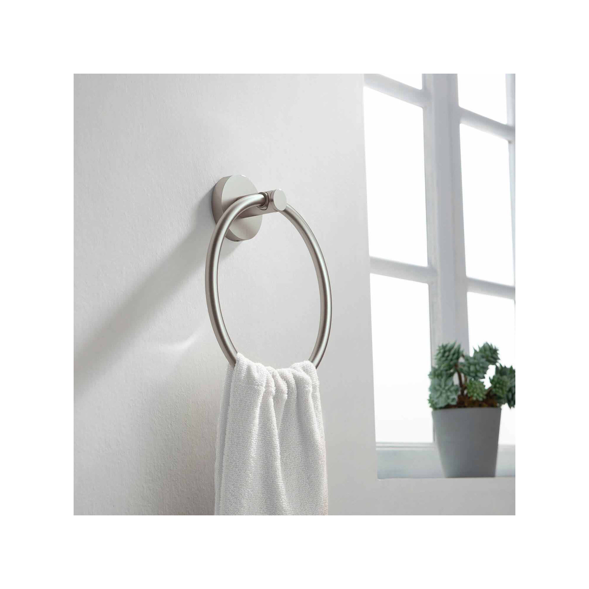 Circular Bathroom Towel Ring, Brushed Nickel