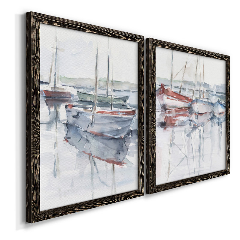 Watercolor Harbor Study I - Toile encadrée de qualité supérieure - prête à être accrochée, H 31,5 po x l 88 po x P 1,5 po