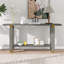 Console d'entrée - Design minimaliste moderne avec détails géométriques en métal, tablette inférieure ouverte-17545355
