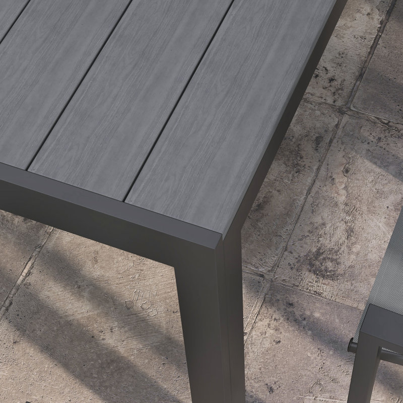 Fallston 6 - Person Plastic Patio Dining Set Rectangular Table, Light Grey
