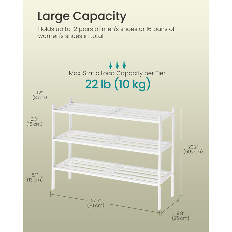 Borehamwood 16 Pair Stackable Shoe Rack, White