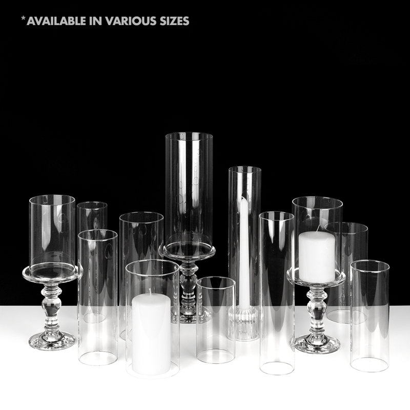 Glass Tabletop Hurricane, 10" H x 3.5" W x 3.5" D