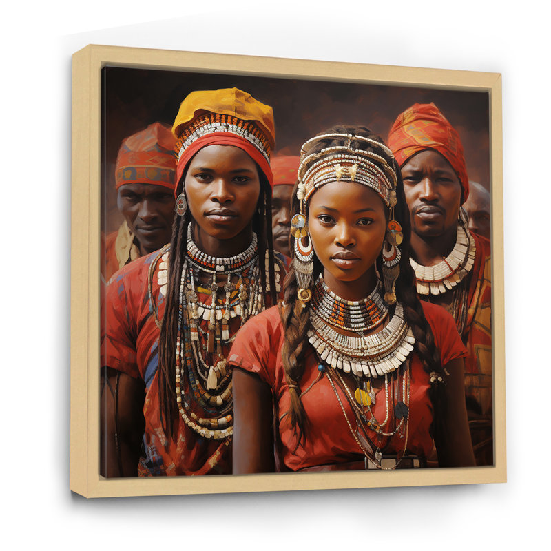 Art mural africain, «Vibrance IV» - Balenciaga, Cadre flottant brun, H 16 po x l 16 po x P 1 po