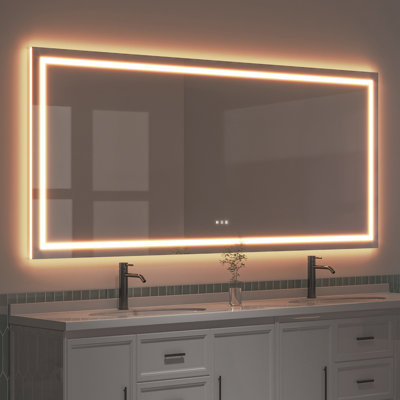 UL Listed Frameless LED Light Anti-Fog Wall Bathroom Vanity Mirror with Backlit & Frontlit