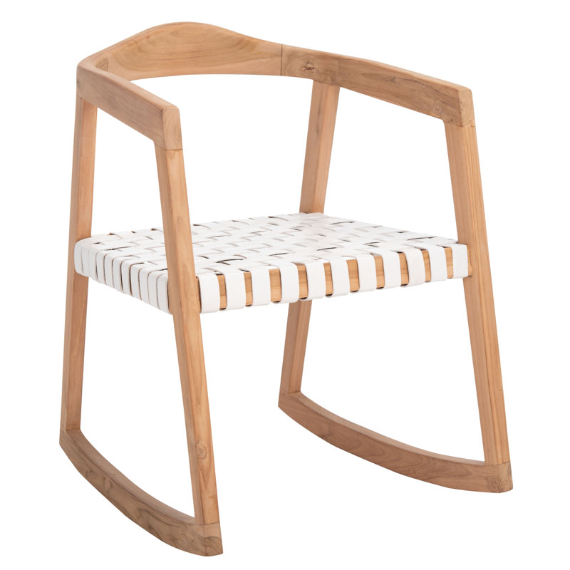 Chaise berçante Crawford, Blanc / Naturel