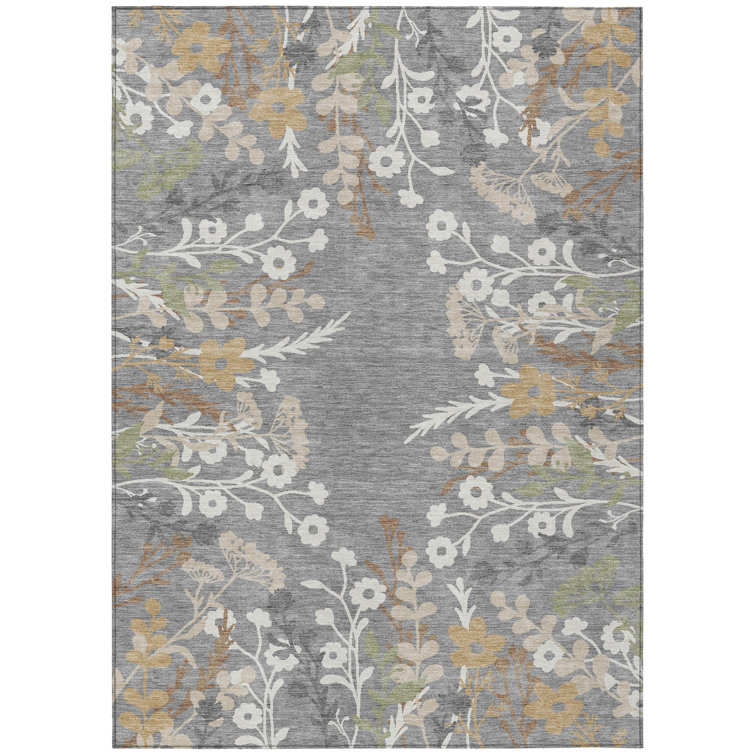 Machine Washable Indoor/Outdoor Skiljo ACN2334 Floral Rug