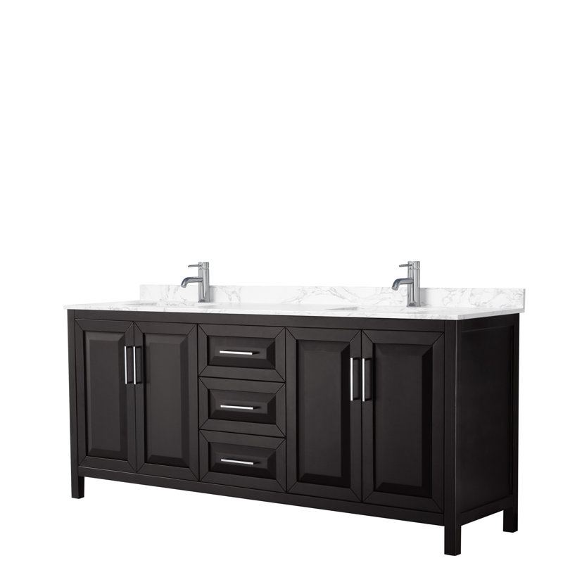 Ensemble de meuble-lavabo double 80 po Daria, Espresso foncé, Chrome poli