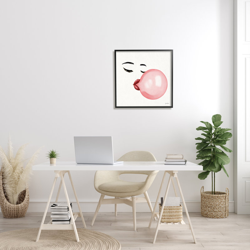 «Glamour Face Blowing Bubble Gum Bold Lips XXL», art mural sur toile tendue par Janelle Penner, H 24 po x l 24 po x P 1,5 po