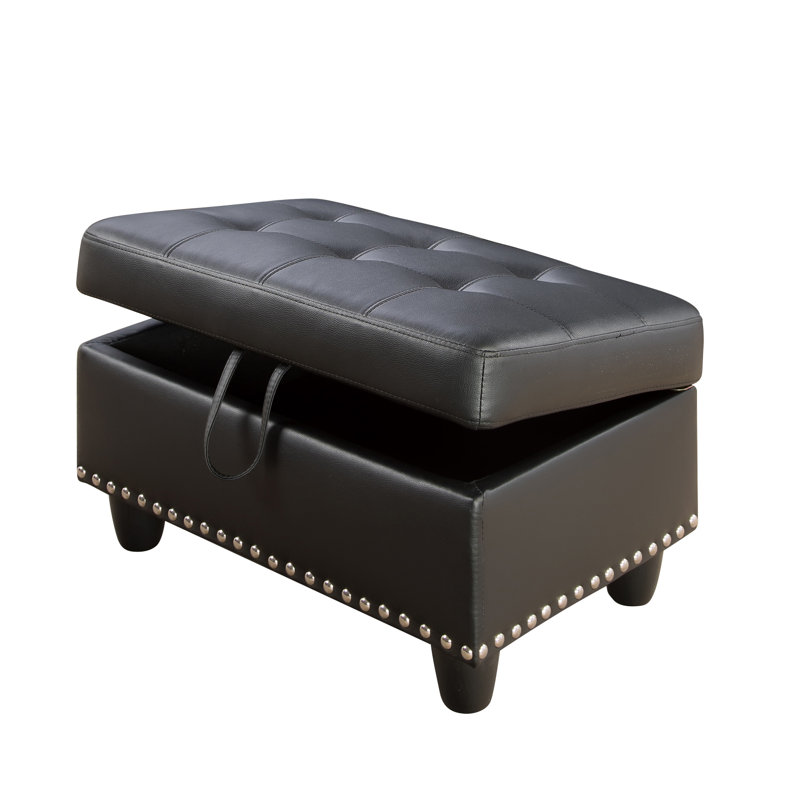 Morgynn Faux Leather L-Shaped Sectional, Black Faux Leather, Right Hand Facing