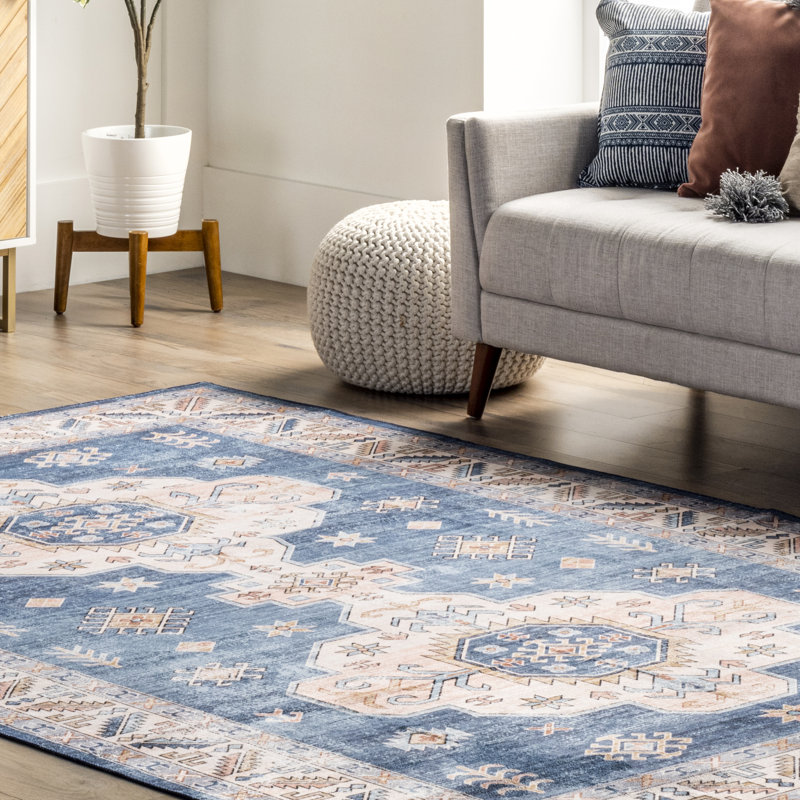 Norma SpinClean Machine Washable Traditional Medallion Area Rug, Rectangular 6' x 9'