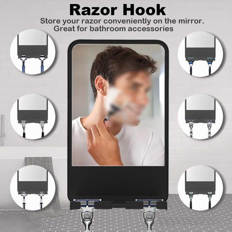 Shower Mirror for Shaving Fogless with Multifunctional Storage