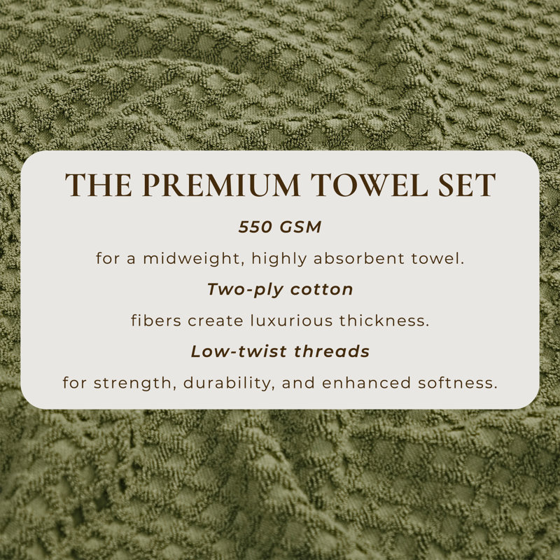 Olive Green Heavyweight Cotton Terry 6-Piece Towel Set
