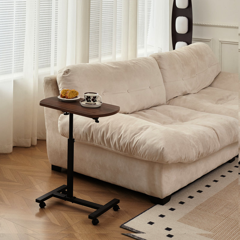 Table d'appoint latérale en C avec hauteur réglable pour un ordinateur portable - Assemblage facile, charge maximale de 55 lb, fonction brune à assembler,