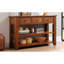 Console 48,27 po en pin, 3 tiroirs, 2 tablettes, style américain, pieds robustes, espace multifonctionnel, poignées rétro en métal brun pour vestibule, haute résistance,-133406025-133406026