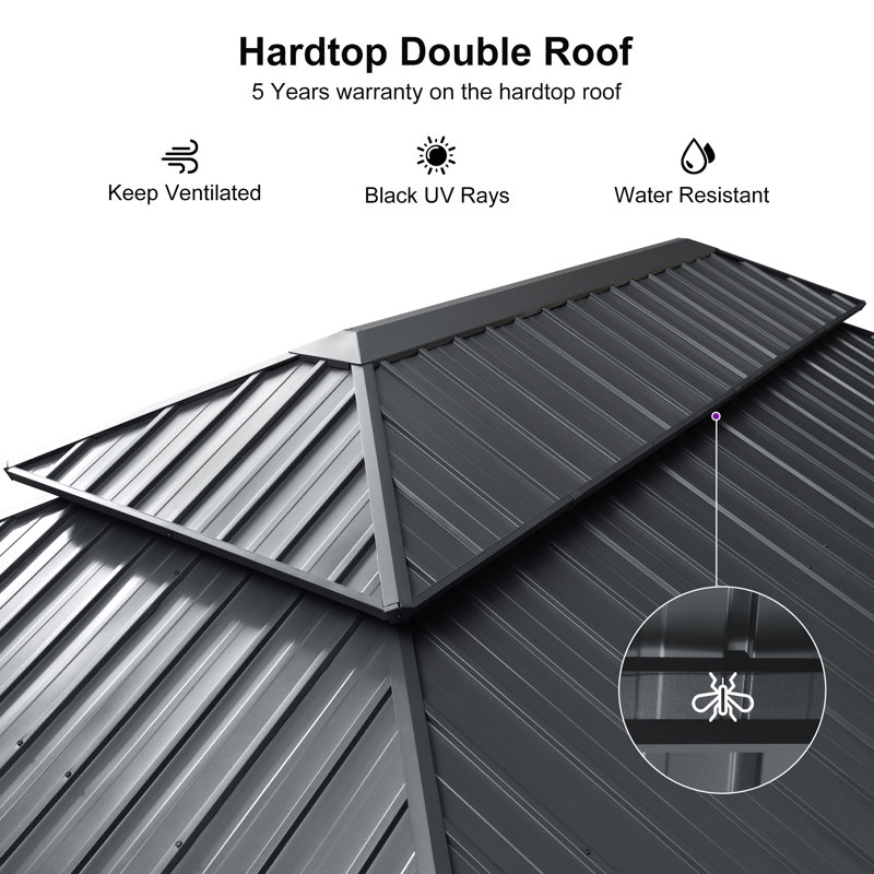 Aluminum Patio Gazebo, 79.10" H x 222.44" W x 131.88" D
