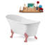 Baignoire de trempage sur pieds 59 "avec drain, pattes et plateau en bambou 59" Streamline-1849884838-1747098983