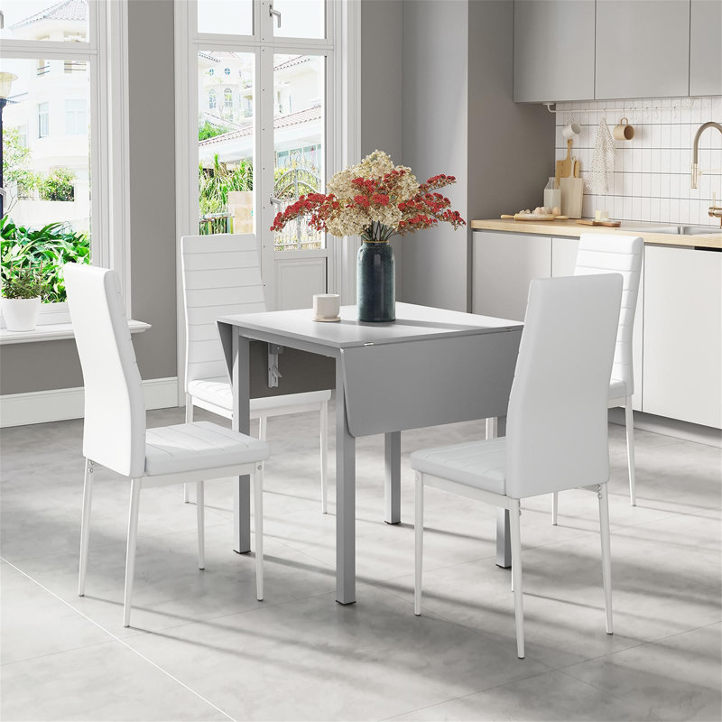 Canita 4 - Person Dining Set, Grey, White
