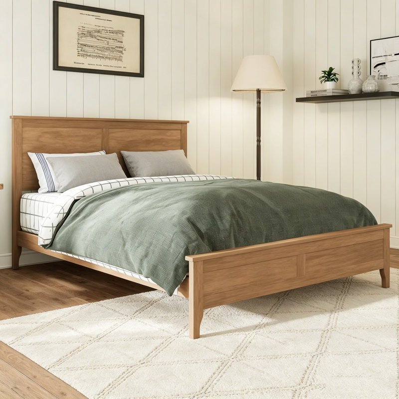 Lit plateforme double avec support de lattes en bois robuste
