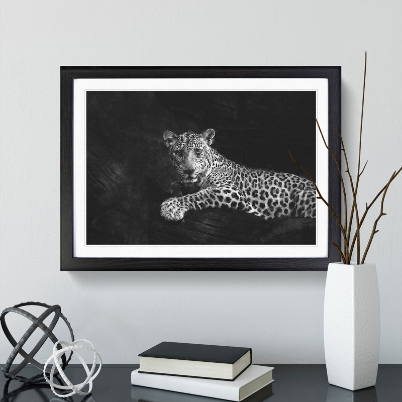 Leopard - Picture Frame Graphic Art Print, 62cm H x 87cm W x 2cm D, Black Framed