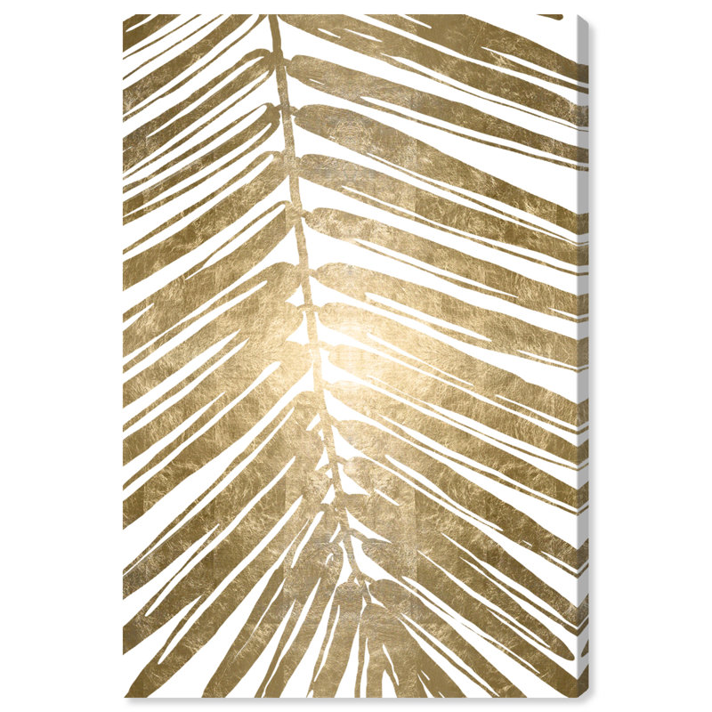«Gold Tropical Leaves IV Gold Metallic», impression, H 15 po x l 10 po x P 1,5 po, Toile tendue