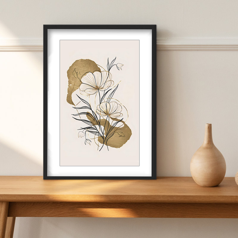 Nature Inspired Flowers And Gold, 48" H x 32" W