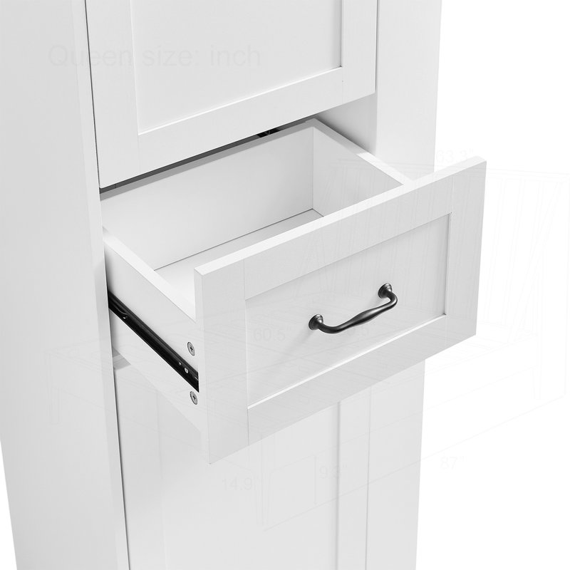 Modern Tall Storage Cabinet, White
