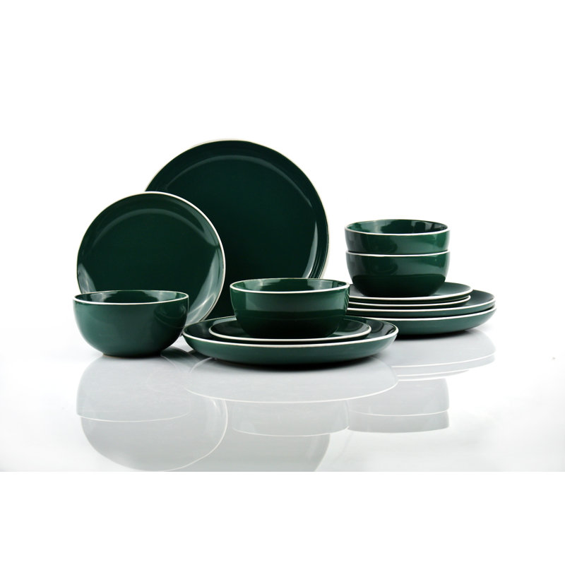 Waterside 12pc Stoneware Dinner Set, Green