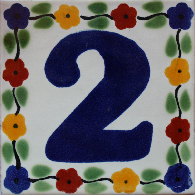 4,2 po x 4,2 po 2 pièces TalaMex Bouquet Talavera Numéro deux