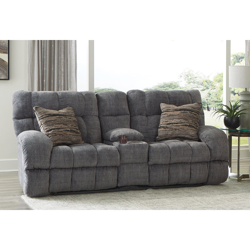 Annaliisa Upholstered 86'' Reclining Loveseat, Gray Polyester, Power